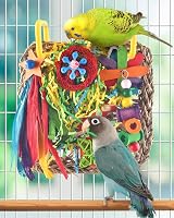 ERKOON Cockatiel Toys Foraging Wall Hanging Bird Toy Seagrass Shredding view 5