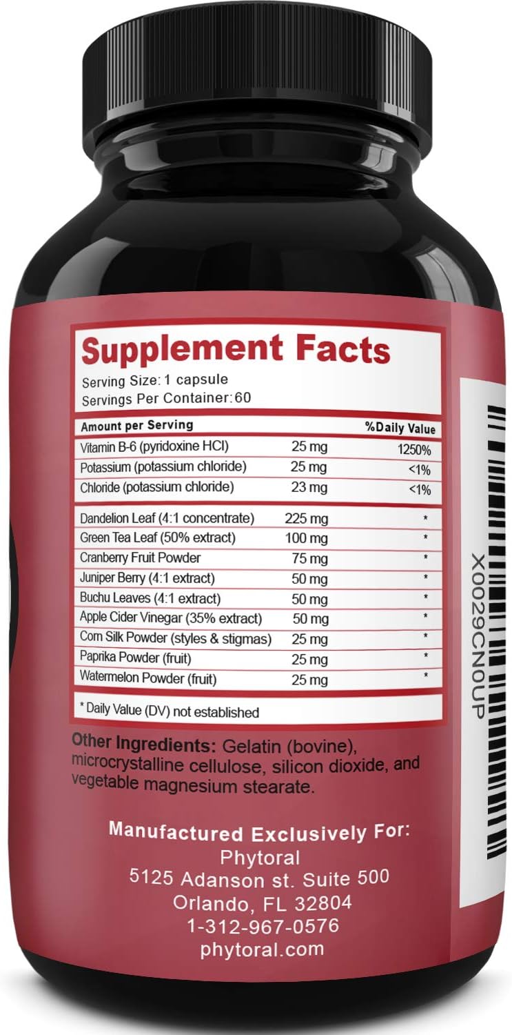 Premium Water Pills Diuretic Pure Dietary Supplement for Water Retention Relief Detox Cleanse for Men & Women: Health & Personal Care