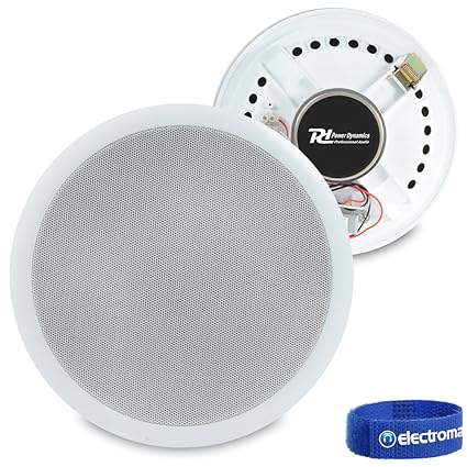 Pair White 100v Line 8 Ceiling Speakers Home Office Amazon Co Uk