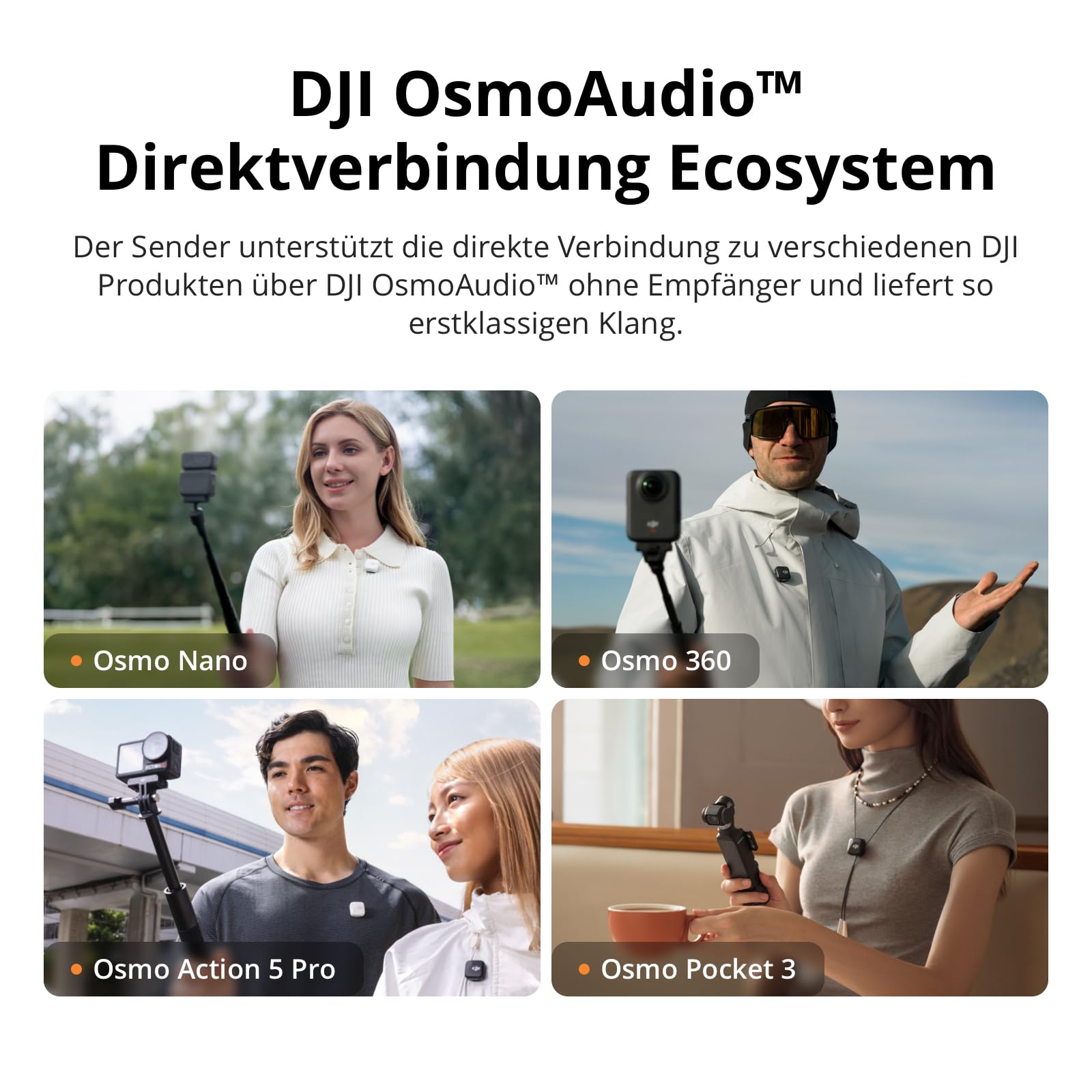 DJI Mic Mini Sender Mikrofon (Infinity Schwarz), Ultraleicht, OsmoAudio, Geräuschunterdrückung, Wireless Mikrofon für Handy/Kamera, iPhone, Android, Vlog, YouTube 5