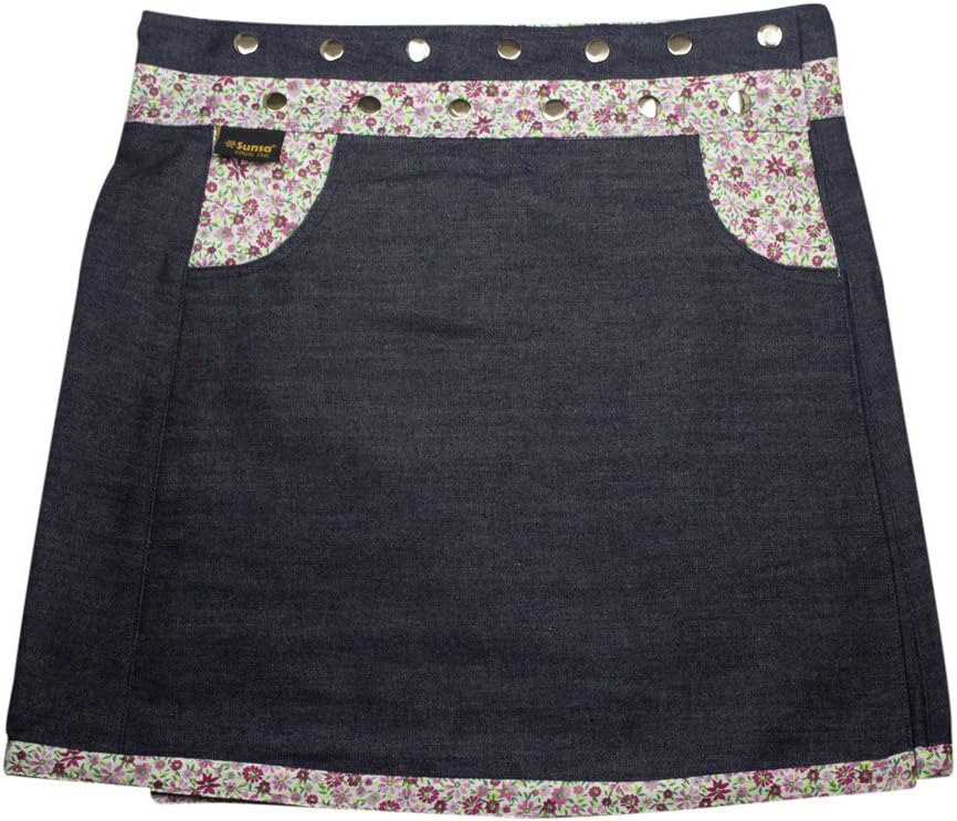 Sunsa Ladies Skirt Jeans Skirt Summer Skirt wrap Skirt Mini Skirt Reversible Skirt, 2 in 1 with Adjustable Size