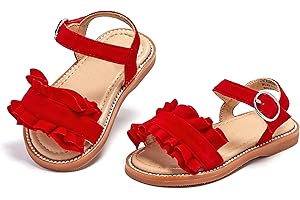 KOLAN Girl's Open Toe Flat Sandals Summer Casual Toddler Sandals Shoes