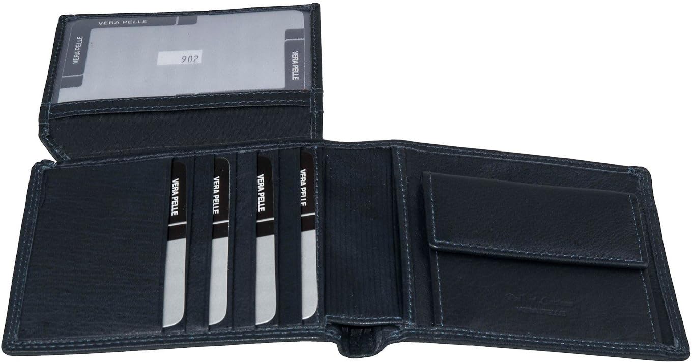 Wallet man LUCIANO POLLINI blue in leather with coin purse cards holder A4105