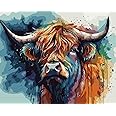 TUMOVO Paint by Numbers for Adults Beginner Cow Paint by Number Kits DIY Acrylic Painting for Adults Kids Paint by Number Highland Cow Watercolor Paint by Number Arts Craft, 16 x20 Inch
