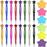 Kosiz 24 Set Employee Appreciation Gifts Bulk for Coworkers Staff Teachers, 24 Inspirational Thank You Star Ballpoint Pens with Colorful Star Sticky Notes for Team Office Supplies