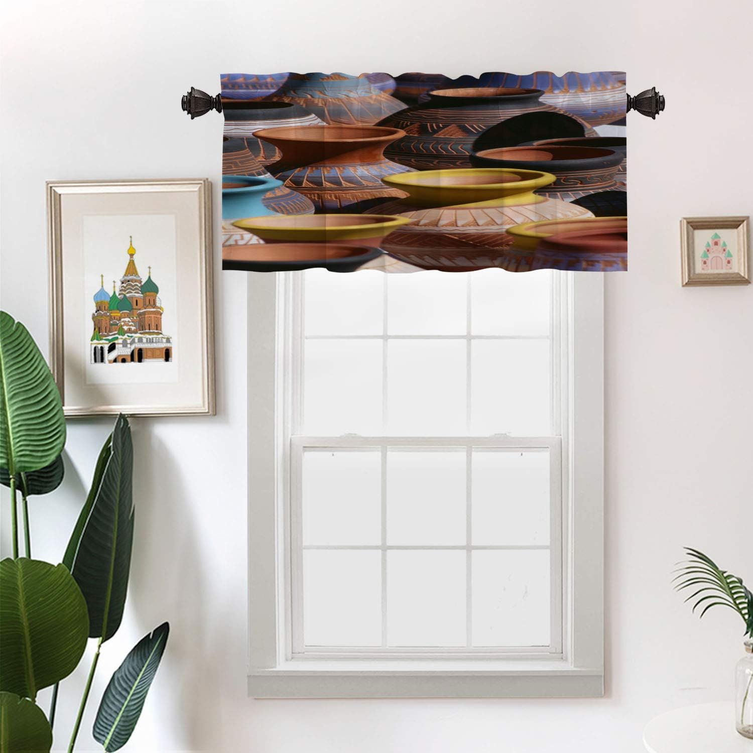 Amazoncom Batmerry Native American Kitchen Valances Half Window Curtain