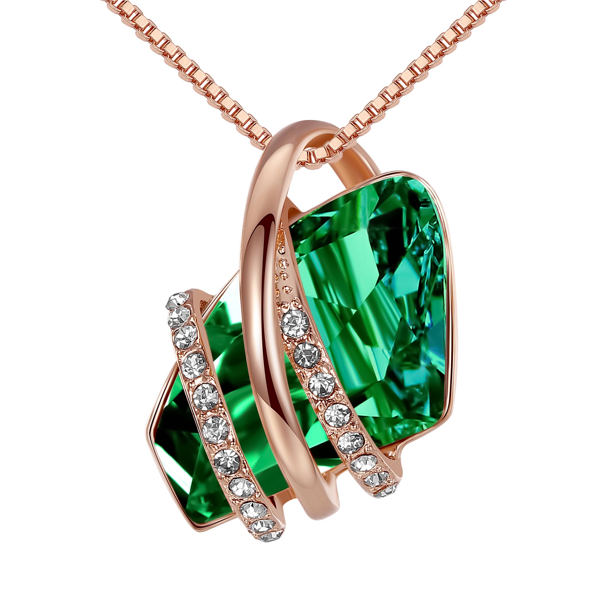 Leafael Valentine's Day Gift Necklace for Women, Wishing Stone Birthstone Crystal Pendant, Allergy-Free Jewellery with Gift Box, Silver-Tone or Rose Gold, For Valentine's Day — image 1