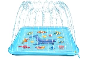 Growsland Splash Pad for Toddlers, Outdoor Sprinkler for Kids, 67" Summer Water Toys Inflatable Wading Baby Pool Fun Gifts for 3 4 5 6 7 8 9 Years Old Boy Girl Backyard Garden Lawn Outdoor Games