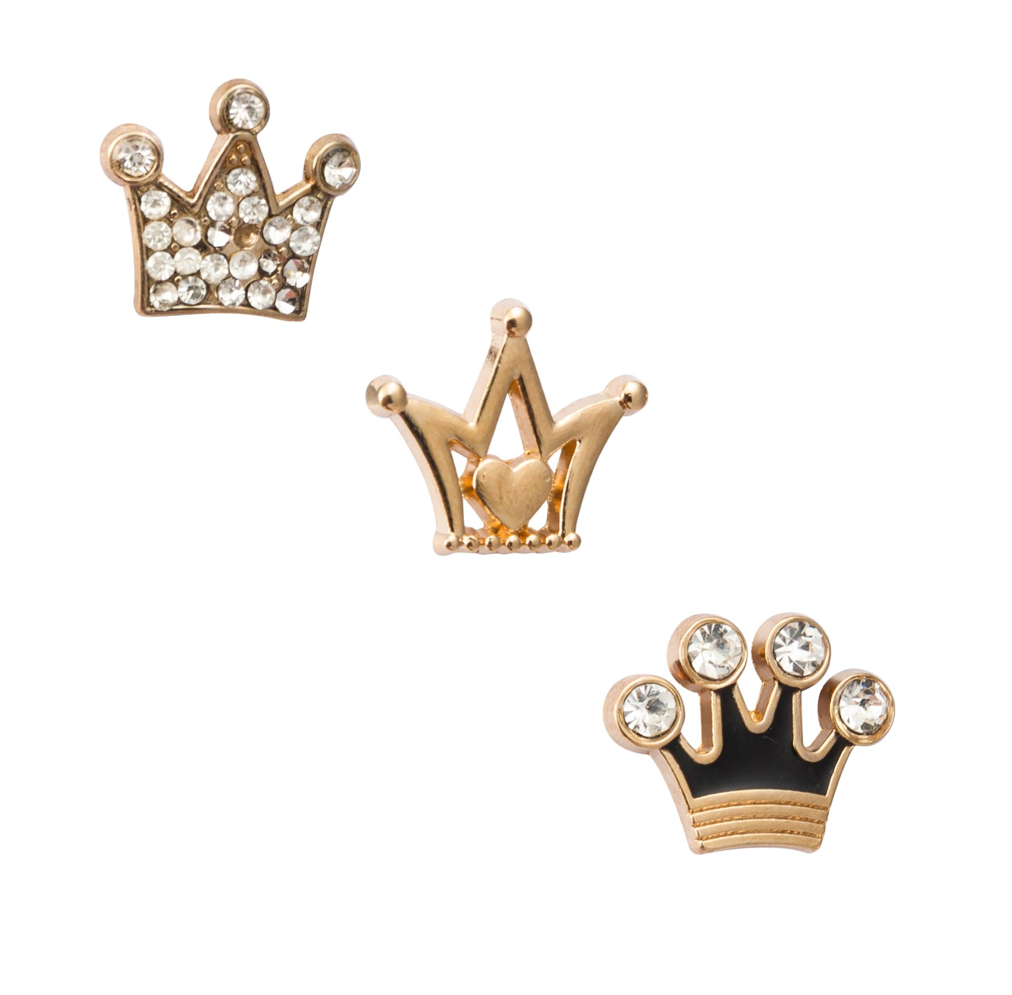 Knighthood Set of 3 Formal King Crown Lapel Pins/Shirt Stud Golden Badge Coat Suit Wedding Gift Party Shirt Collar Accessories Brooch for Men
