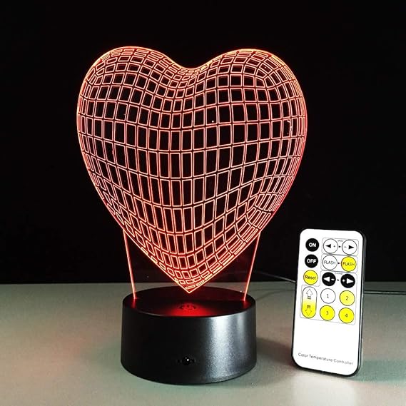 Lámpara de noche 3D Juguetes para niños, Mesa de amor estéreo USB