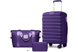 LARVENDER Luggage Sets 3 Piece with Duffel Bag Hardside PP Carry On Suitcase with 360° Spinner Wheels TSA Lock Luggage Sets f