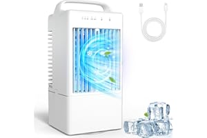 GPTARCER Portable Air Conditioners，Portable AC Small Air Conditioner Fan, Quiet Mini Evaporative Cooler with Handle,2/4H Timer 3 Speeds,Mini Air Conditioner with 7 Color for Home, Bedroom, Office, and Outdoor