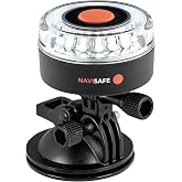 Navisafe Navilight 360 White LED Navigation Light, Suction Base | USCG approved for 2 NM visibility. Hinged suction mount for smooth surfaces. Waterproof, floating design with 5 modes.