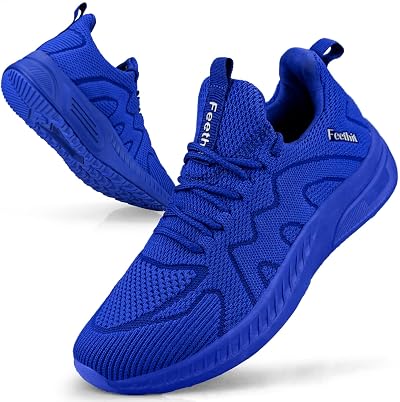 Feethit Men Running Shoes Breathable Lightweight Trainers Blue UK6