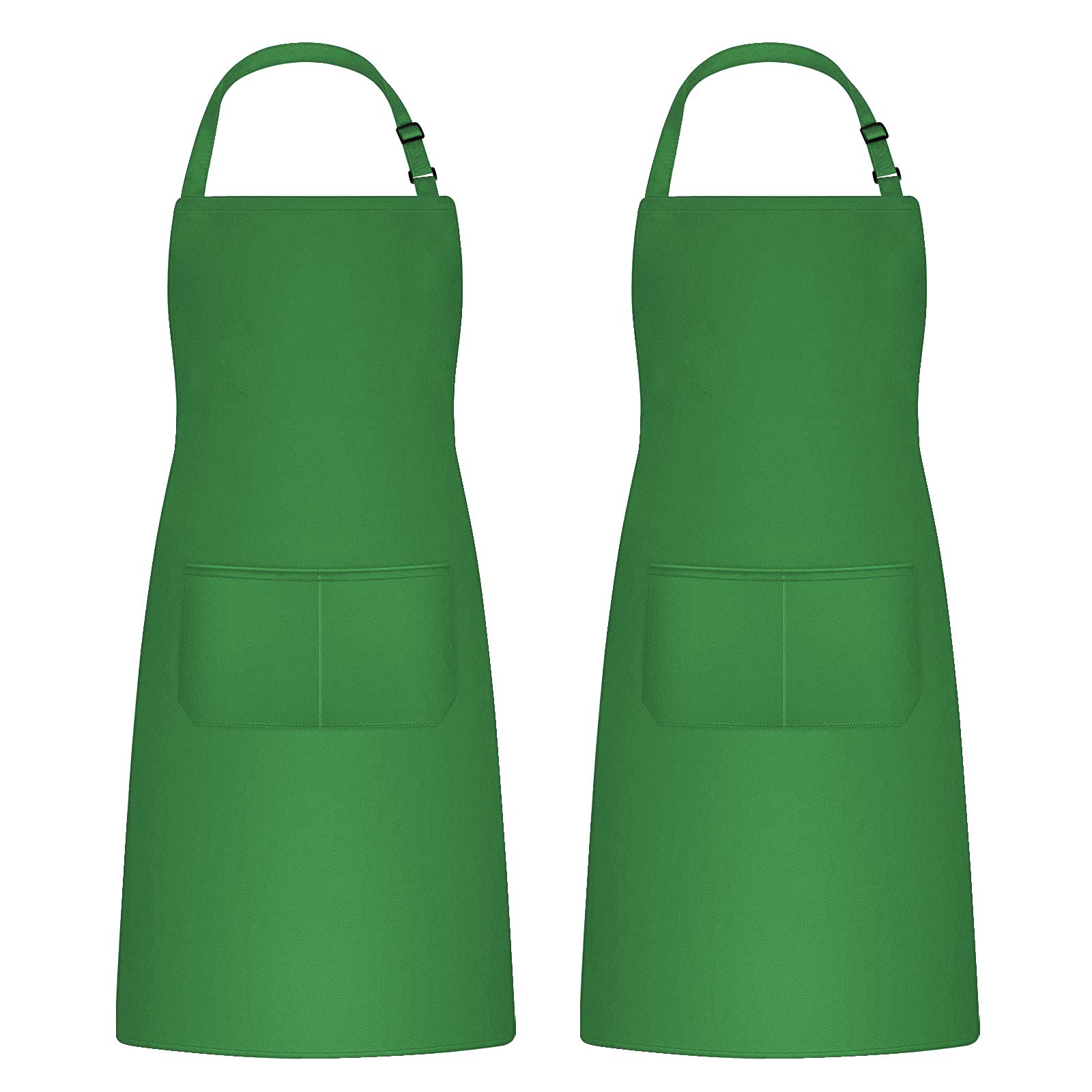 Catime 2pcs Cooking Aprons for Men Women, Chef Aprons with 2 Pockets for Kitchen, Adjustable Waterproof Aprons for Baking, Gardening, Art