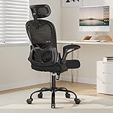 Office Chair Ergonomic Desk Chair, 330LBS Capacity, High Back Computer Chair with Lumbar Support, Flip-up Armrests Swivel Task Chairs for Long Hours Work
