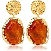 Dainty Drop Earrings for Women,Statement Chunky Gold Dangly Earring,Vintage Asymmetric Brown Geometric Zircon Earring, Irregular Crystal Drop Dangle Earrings,Trendy Statement Jewelry