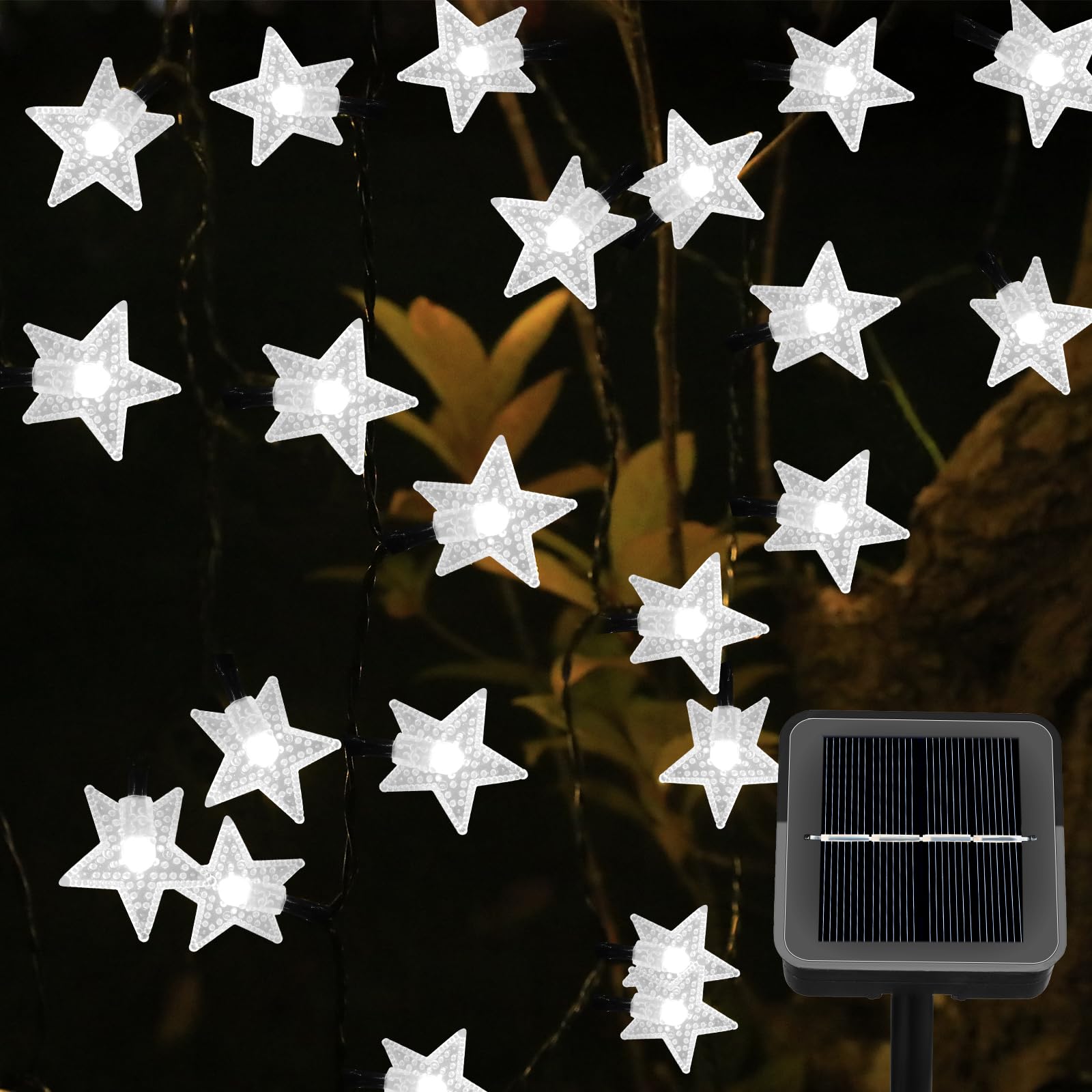 Ninonly Solar String Lights, 14m 120 LED Star String Lights, 8 Modes Star Fairy Lights Outdoor, Waterproof Solar Lights Outdoor Garden for Christmas Wedding Yard Patio Lawn Wall Decoration