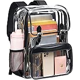 Vorspack Heavy Duty Clear Backpack - Large See Through Bookbag Transparent Backpacks for College, Work, Travel - Black