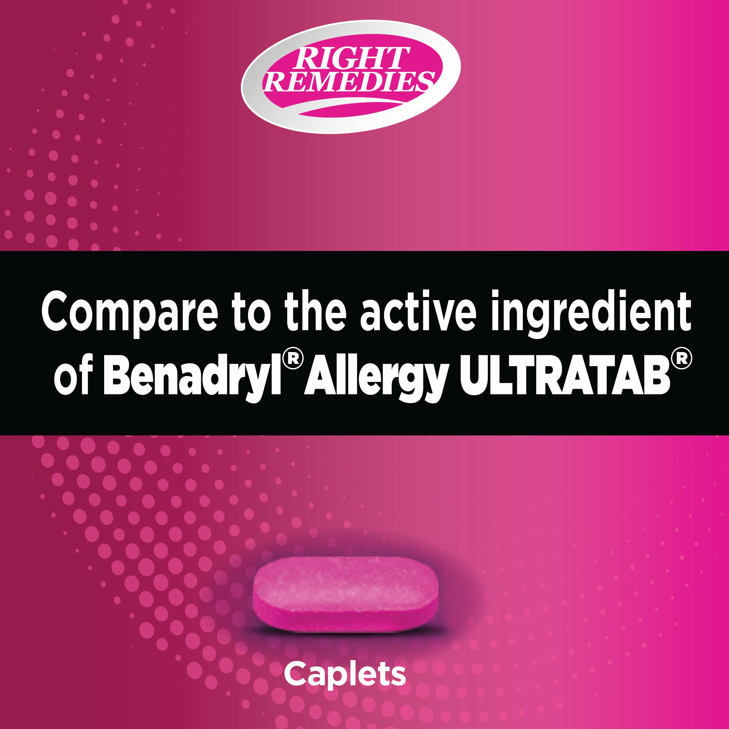 RIGHT REMEDIES Allergy Relief Antihistamine, Diphenhydramine HCl 25mg, (600 Count), Generic Benadryl Ultratabs, Relieves Seasonal Indoor or Outdoor Upper Respiratory Allergies