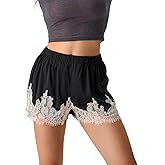 Y2K Satin Lace Shorts for Women Elastic Waist Flowy Lounge Micro Mini Silk Shorts Going Out Slip Pj Bottoms
