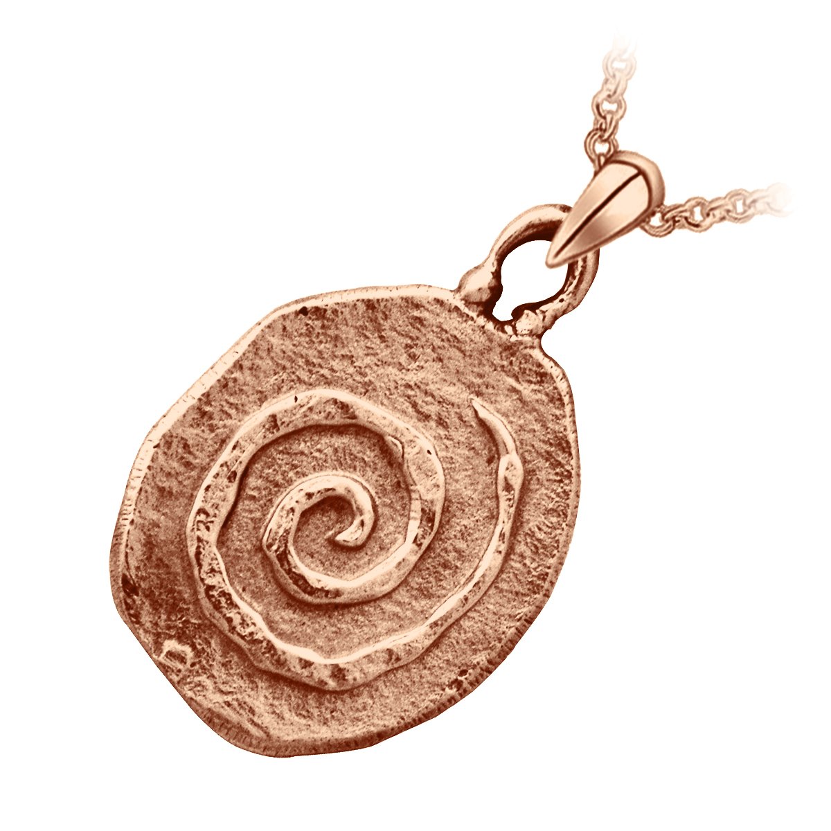 GWG Jewellery Pendant Necklace 18K Rose Gold Coated Celtic Circle Spiral Engraved on Ancient Stones in Gift Box for Women — image 1