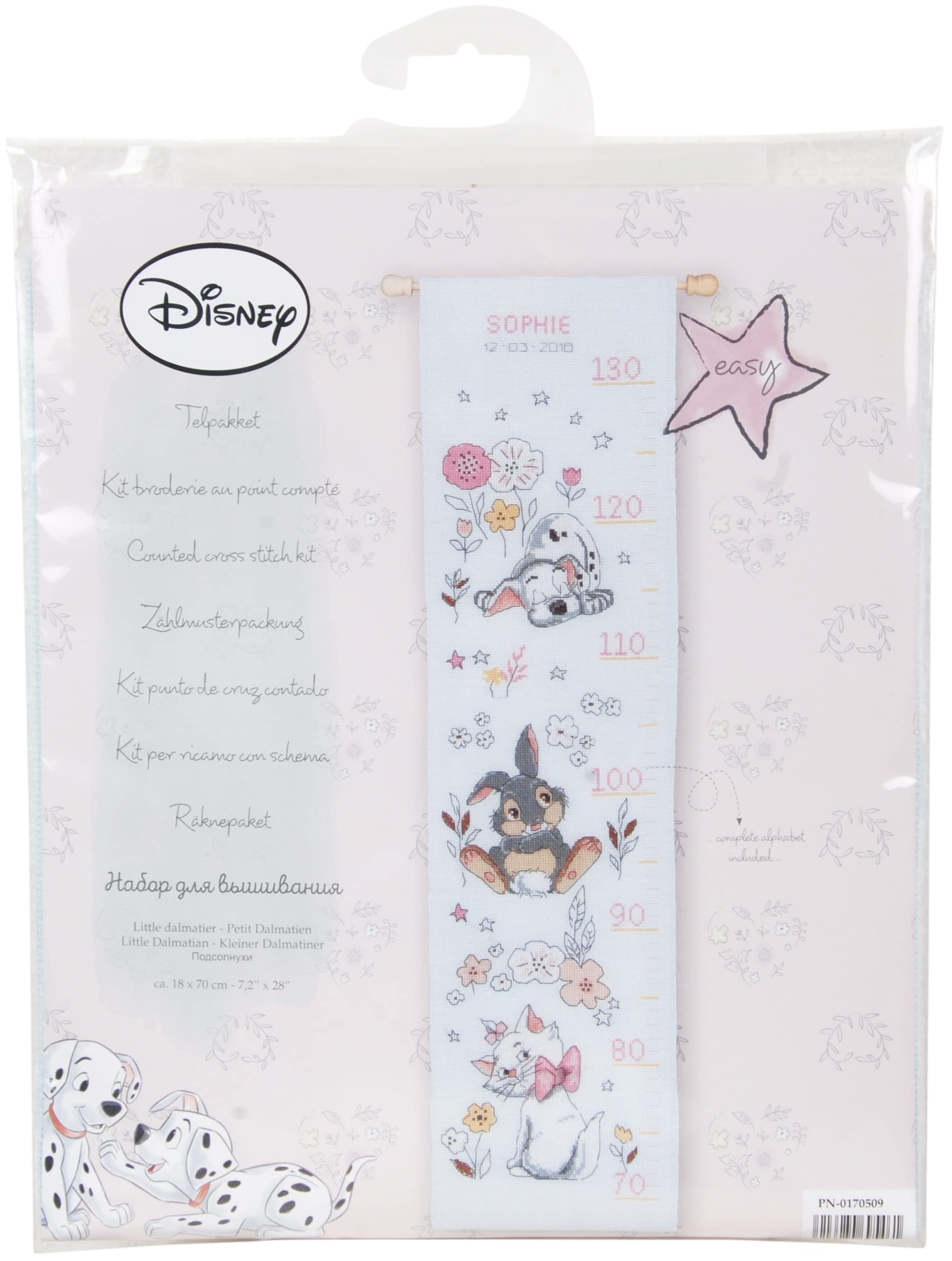 Vervaco Counted Cross Stitch Kit Disney Little Dalmatian, Cotton, Multicoloured, 18 x 70 x 0,3 cm