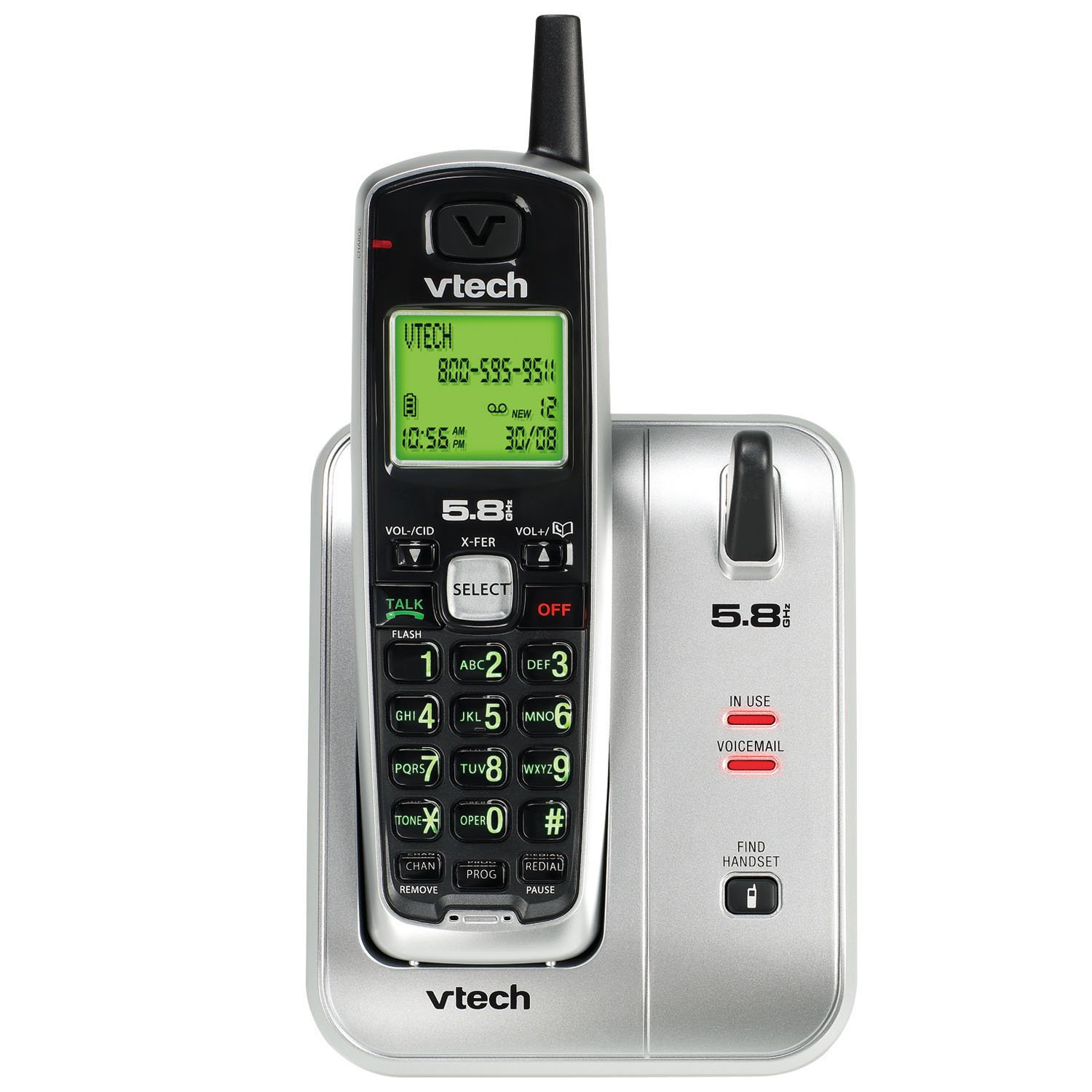 Photo 1 of VTech CS5111 Cordless Phone, Silver/Black, 1 Handset