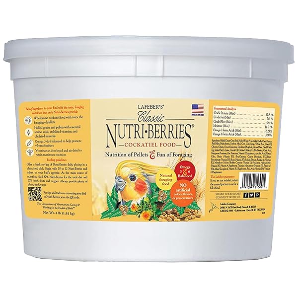 LAFEBER’S CLASSIC NUTRI-BERRIES PET BIRD FOOD, MADE WITH NON-GMO AND HUMAN-GRADE INGREDIENTS, FOR COCKATIELS (4 LB)