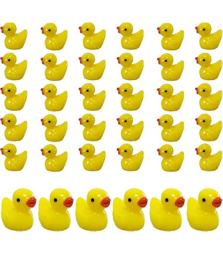 Mini Patos De Resina Amarillo - 95 Figuras Pequeñas Para Decoración De Macetas, Terrarios Y Paisajes En Miniatura - Set Surtido De Patitos De Goma Para Manualidades Y Regalos Originales