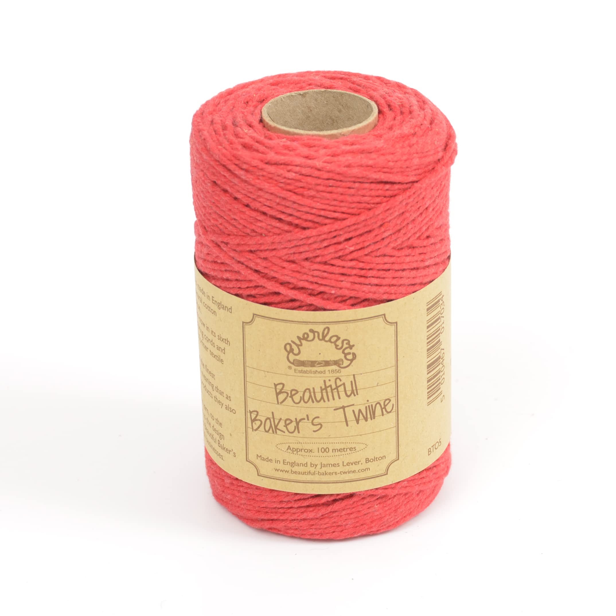 100m - Everlasto 'Solid' Beautiful Baker's Cotton Craft Twine (2mm approx) (STRAWBERRY)