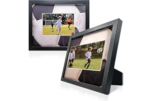 iFrame Commemorative Sports Athletics Picture Frames I Fits 5x7 Photograph I Real Wood Black Finish I Desktop, Table Or Wall Mount I Shatterproof Plexiglass I Made In USA I Soccer