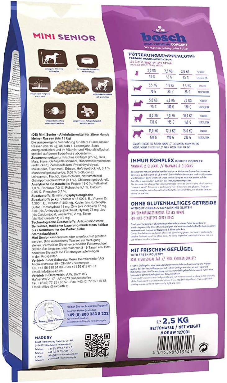 bosch Pet Food HPC Mini Senior Dry dog food for older dogs of small breeds 3.00 kg, 2.5 kg (Pack of 1) - Image 3