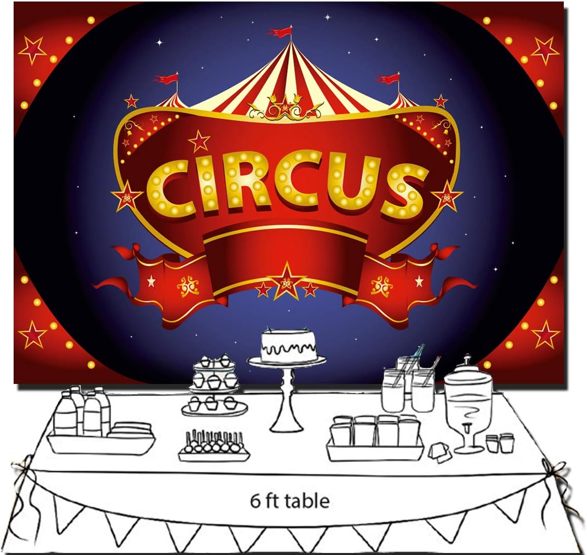 JOYPARK Large Vinyl Photo Backdrop Circus Totem Birthday Photography Background Photobooth