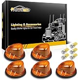 Partsam 5X Cab Marker Light Marker 1313A Amber Lens + 5X Amber T10 LED Bulbs + Base Compatible with/Dually Suburban Blazer C1500 C2500 C3500 K1500 K2500 K3500 1969-1987 Pickup Trucks