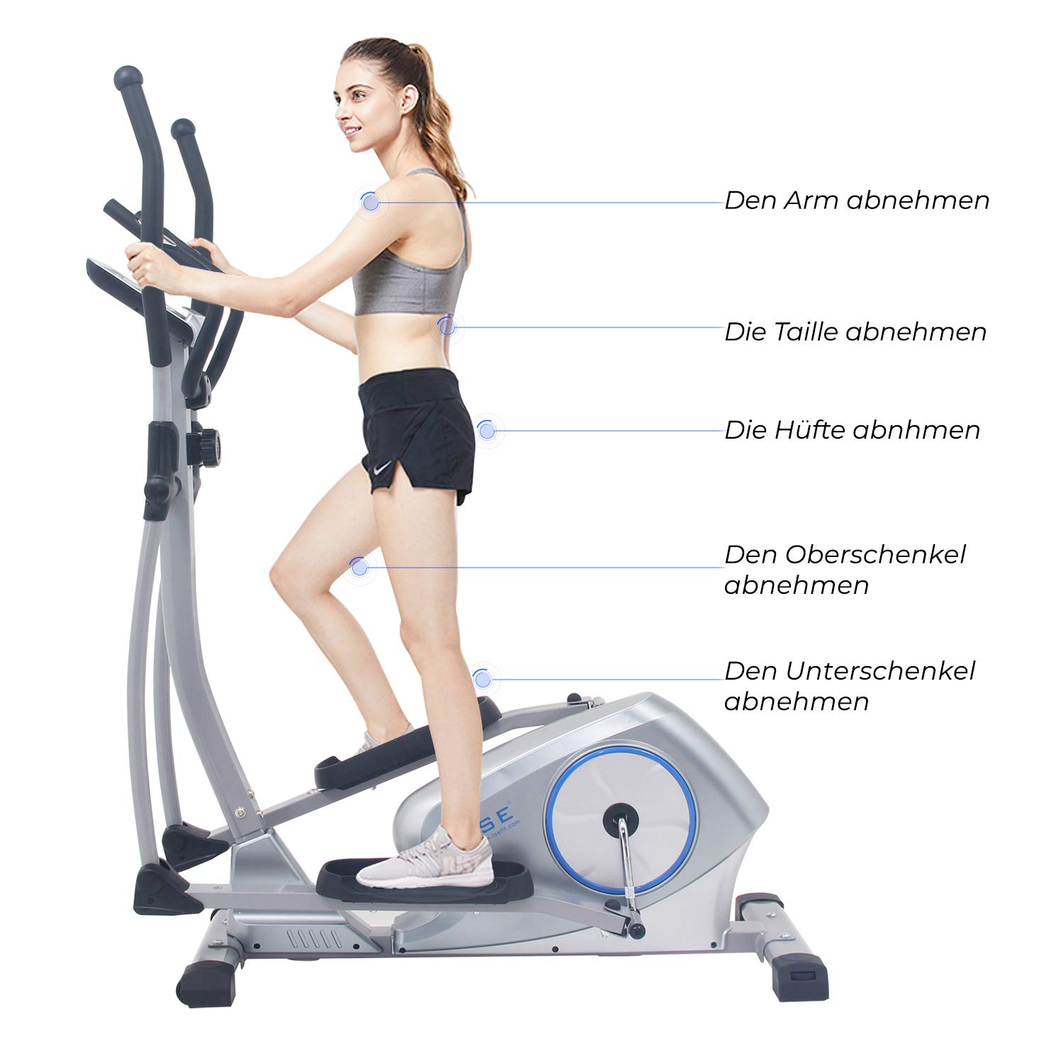 Ise Velo Elliptique Magnetique Velo Dappartement Ergometre Crosstrainer 8 Niveaux De Resistance Masse Dinertie 12kg Velos Elliptiques Sports Et Loisirs
