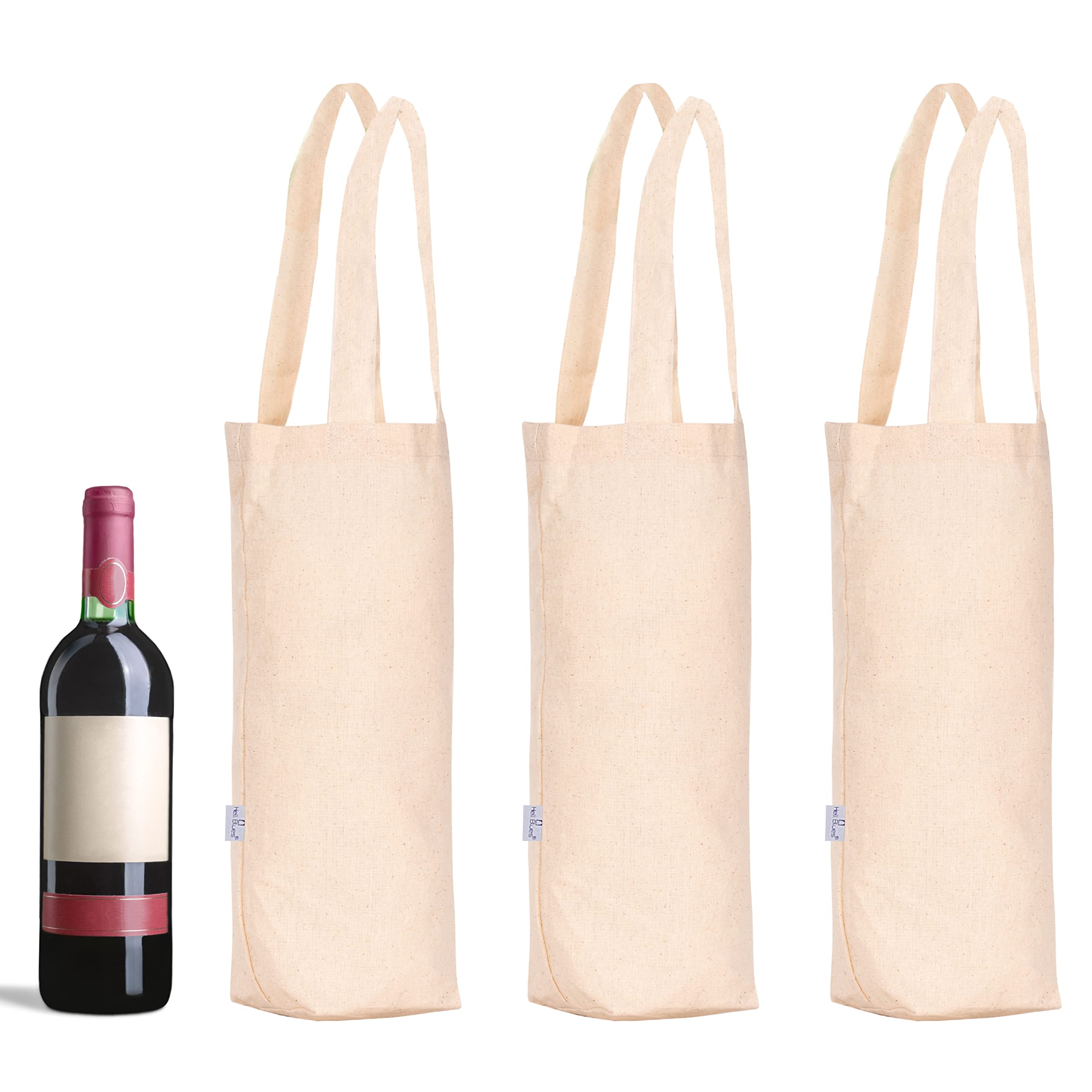 Hell Blues Canvas Bottle Wine Bags with Handles, 100% Cotton Reusable and Washable Sublimation Bottle Carrier Gift Bag (13-inch, 3, Piece)