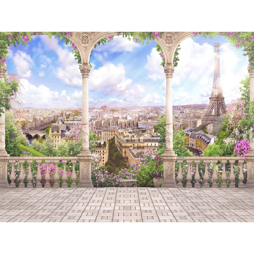 Aoihrraan 3x2m Dreamy Fairy Tale Backdrop Paris Eiffel Tower City Landscape Wedding Photography Background Bridal Shower Valentine's Day Party Decor Lovers Adults Portrait Photo Studio Props NBK00109