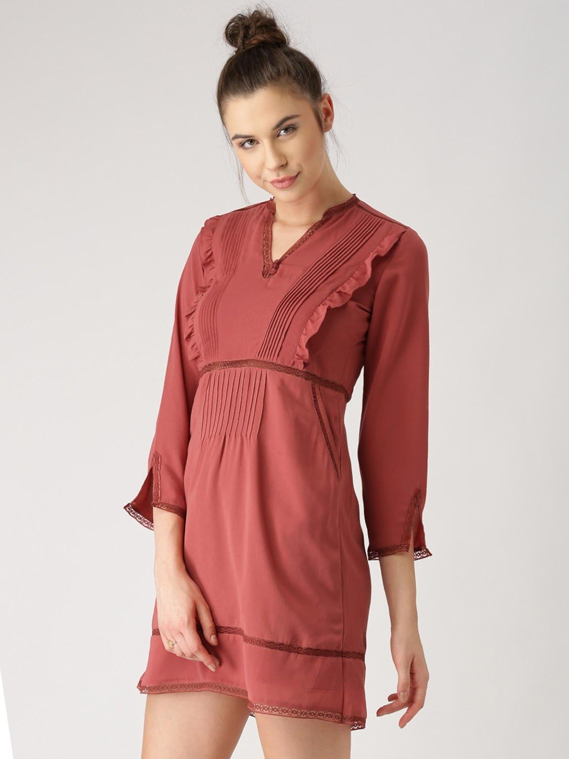 marie claire women's a-line dress (mc372--m, brown, medium)