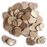 Y&amp;K Homish Wooden Hearts Guest Book Blank Wood Sign Party DIY Pack of 50 PCS (Brown)