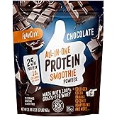FlavCity Chocolate Protein Powder, Organic Cocoa with Collagen Peptides, Reishi & Cordyceps Mushrooms - Focus, Skin, Hair & Joint Support - 100% Grass Fed Whey All in One Smoothie, 20 Servings