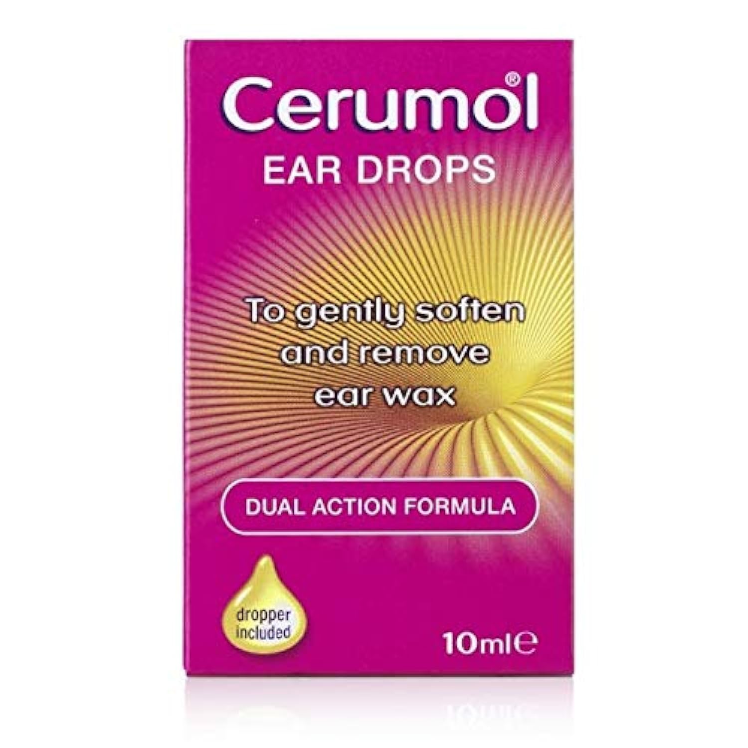 Cerumol Dual Action Ear Drops, 10ml, Gentle Formulation, Helps Relieve Symptoms of Ear Wax, Softens Earwax, Dropper Included