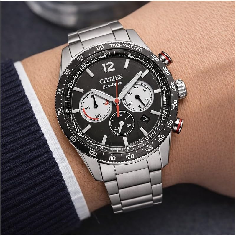 Eco-Drive Herrenuhr Edelstahl, Schwarz, 39.9 mm, CA4714-55E