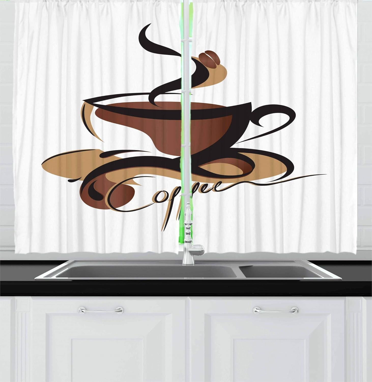 Buy Ambesonne Coffee Kitchen Curtains