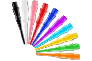 CyeeLife 2BA Thread Soft Tip Dart Points 500 Pack, 10 Colors, Plastic Dart Tips Replacement,Darts Accessories