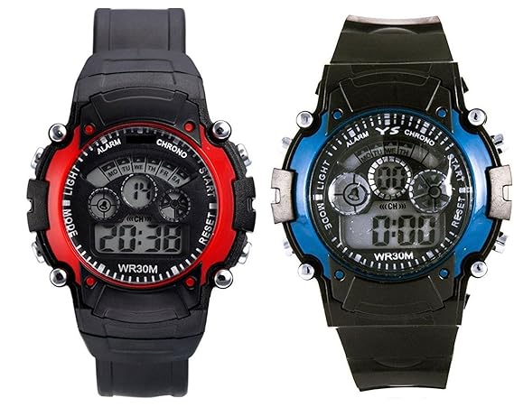 Lemonade Digital Multifunction Red & Blue With Seven Light Display Sports Watch Sp23 For Kids
