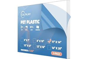 CALPALMY (5 Pack) PET Sheet Panels - 11" x 14" x 0.04" Clear Acrylic Sheet-Quality Shatterproof, Lightweight, and Affordable Glass Alternative Perfect for Poster Frames, Counter Barriers, and Pet Barriers