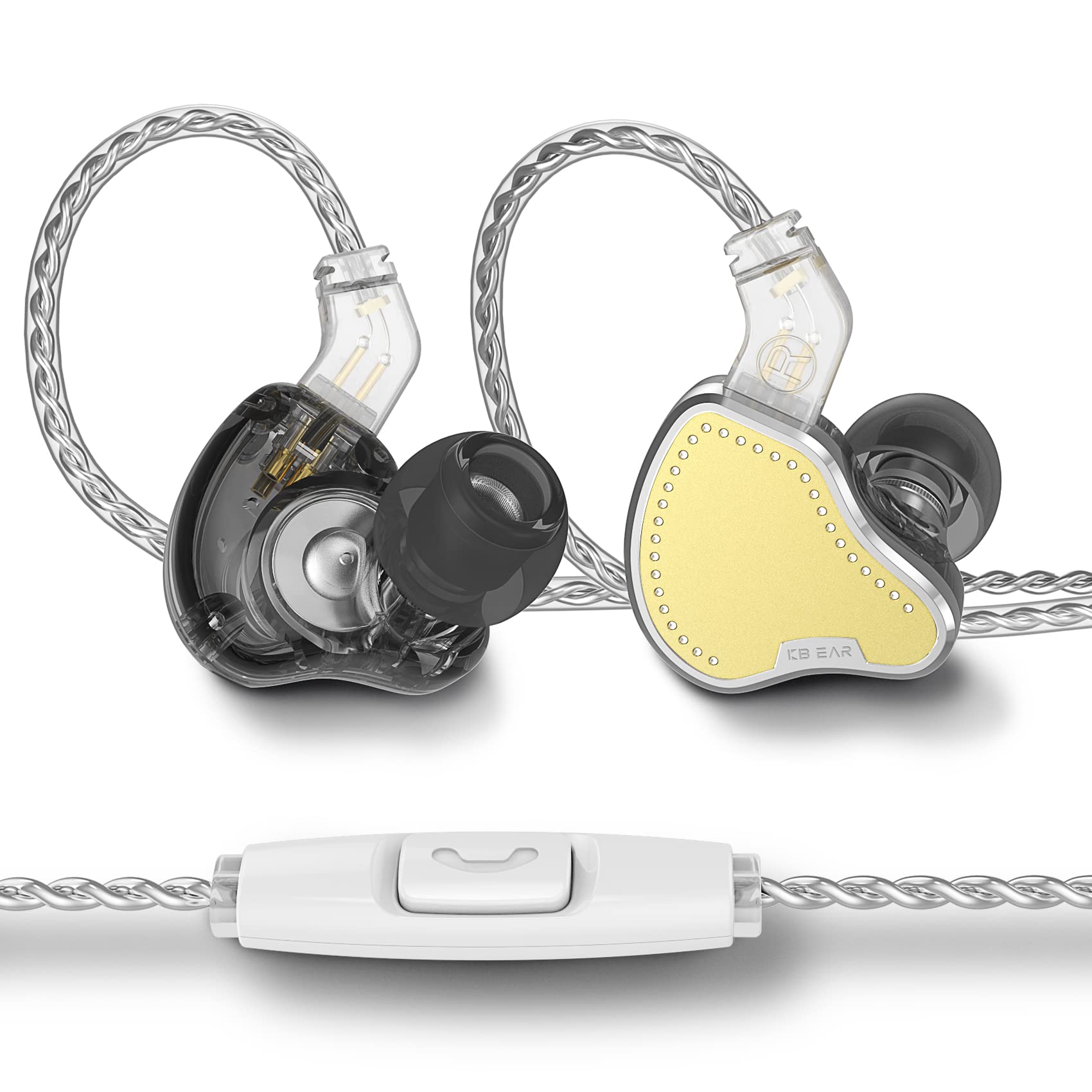 Yinyoo KBEAR KB2208 Wired Earphones, in-Ear Earbud Headphones, Strong Bass, Noise Isolating, 3.5mm Jack Tangle-Free Cord Compatible with Tablet, Laptop and Smartphones (Gold, With mic)