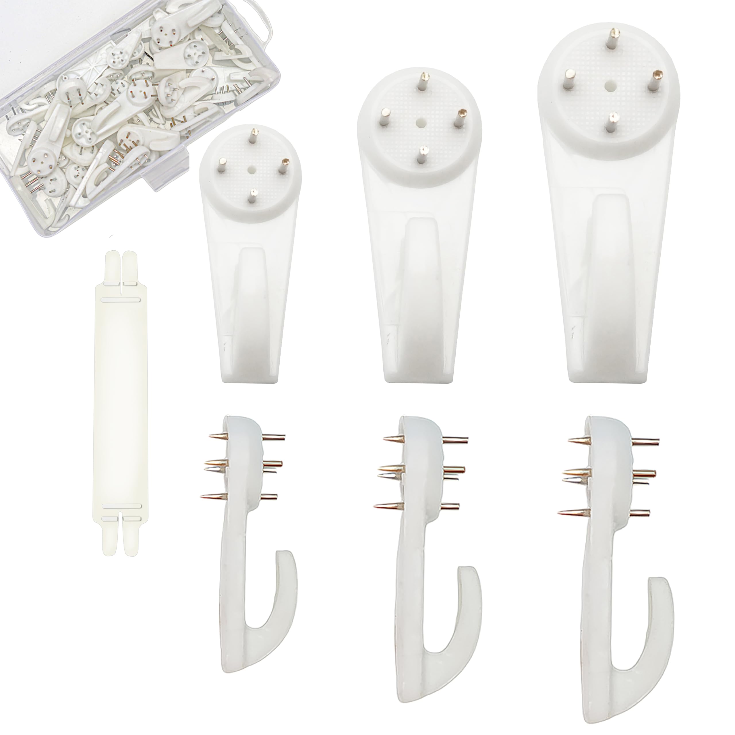 SARFID 60 Pcs Heavy Duty Picture Hooks- Picture Hanging Hooks with Strong Hold ABS Plastic & Stainless Steel - Damage Free Hard Wall Picture Hangers, Wall Hanging Hooks (Pack of 60)