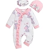 Newborn Baby Girl Clothes Infant Floral Print One-Piece Romper+Jumpsuit+Bodysuit+Hat+Headband